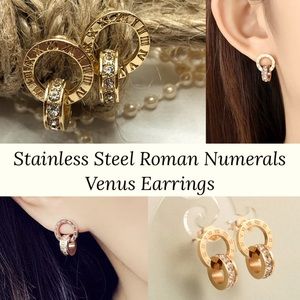 Stainless Steel Roman Numeral Venus Stud Earrings